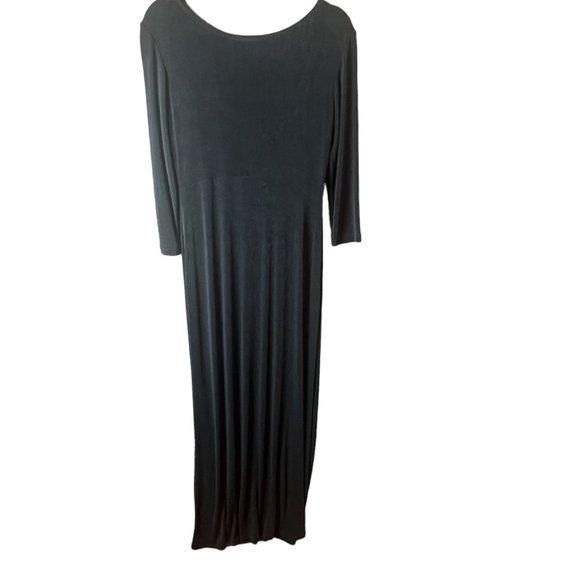 BCBG MaxAzria Plunge V-Neck Maxi Dress Jersey Stretch Solid Blue Size Large L - Picture 5 of 12